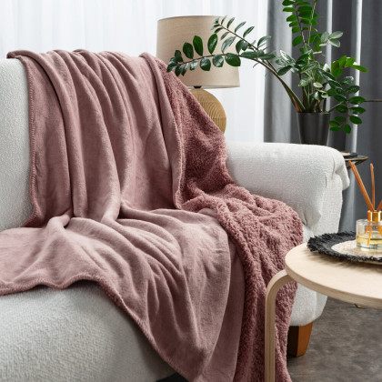 Deka ovečková TEDI 200x220 cm z jemného fleecu, pudrová